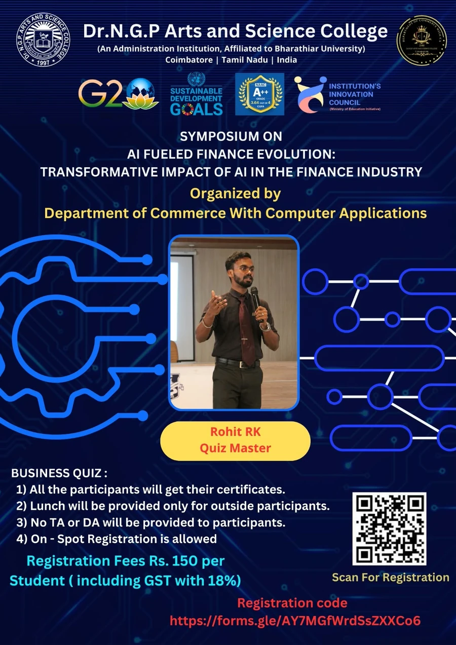 Quiz event poster from Dr NGP Arts and Science College
