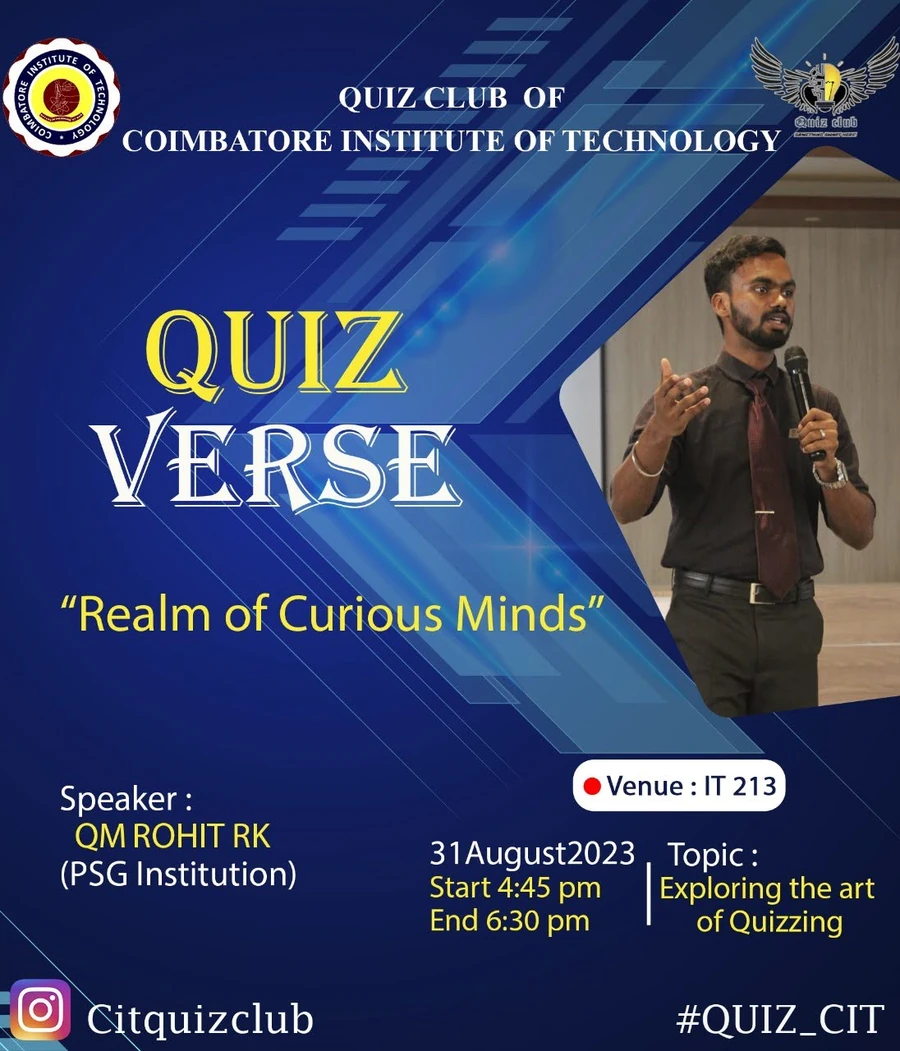 Quiz Verse quiz poster from Coimbatore Institute of Technology
